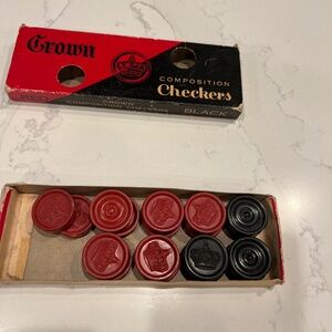 Vintage Crown Composition Checkers in Original Box